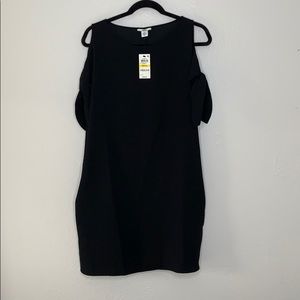 New Bar III tie up cold shoulder little black dress M